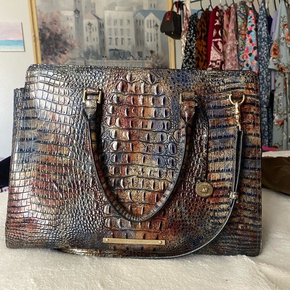 Brahmin Cedar Finley Carryall🤎💙 RARE HTF💎 - Picture 11 of 12